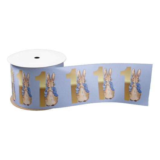Peter the Rabbit Gold 1st Birthday Number One Satijnen Lint (Spoel)