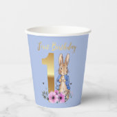 Peter the Rabbit Gold 1st Birthday Papieren Bekers (Voorkant)