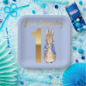 Peter the Rabbit Gold 1st Birthday Papieren Bordje (Feest)