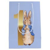 Peter the Rabbit Gold No. 1 Eerste verjaardag Blau Medium Cadeauzakje (Achterkant)
