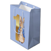 Peter the Rabbit Gold No. 1 Eerste verjaardag Blau Medium Cadeauzakje (Achterkant Gekanteld)