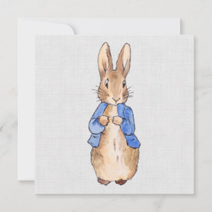 Peter the Rabbit Gray Linen Background Bedankkaart