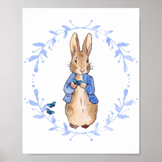 Peter the Rabbit Holding a Blue Butterfly Poster (Voorkant)