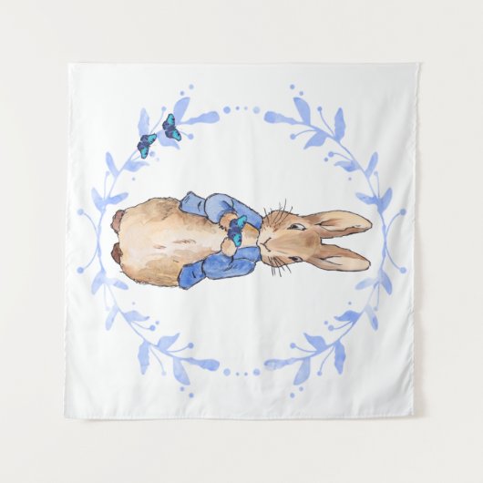 Peter the Rabbit Holding a Blue Butterfly Wandkleed (Voorkant (horizontaal))