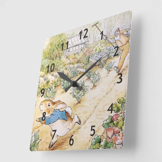 Peter the Rabbit in Mr Mc Gregor's Garden Vierkante Klok (Hoek)