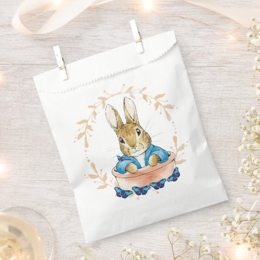 Peter the Rabbit in Pot met Blue Butterflies Bedankzakje (Geknipt)