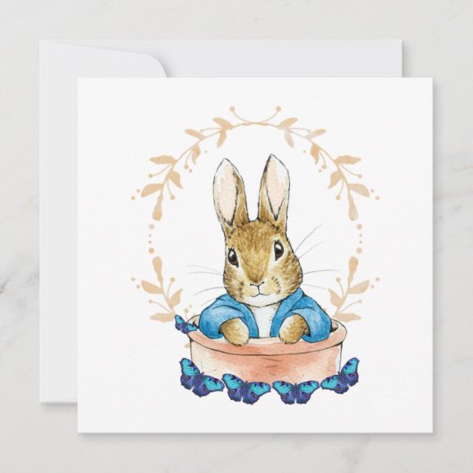 Peter the Rabbit in Pot met Blue Butterflies Kaart (Voorkant)
