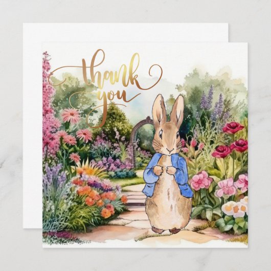 Peter the Rabbit in zijn tuin Bedankkaart (Voorkant / Achterkant)