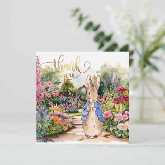 Peter the Rabbit in zijn tuin Bedankkaart (Staand voorkant)