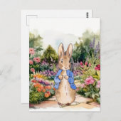 Peter the Rabbit in zijn tuin Briefkaart (Voorkant / Achterkant)