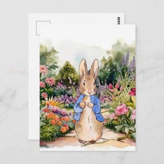 Peter the Rabbit in zijn tuin Briefkaart (Voorkant / Achterkant)