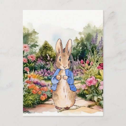 Peter the Rabbit in zijn tuin Briefkaart (Voorkant)