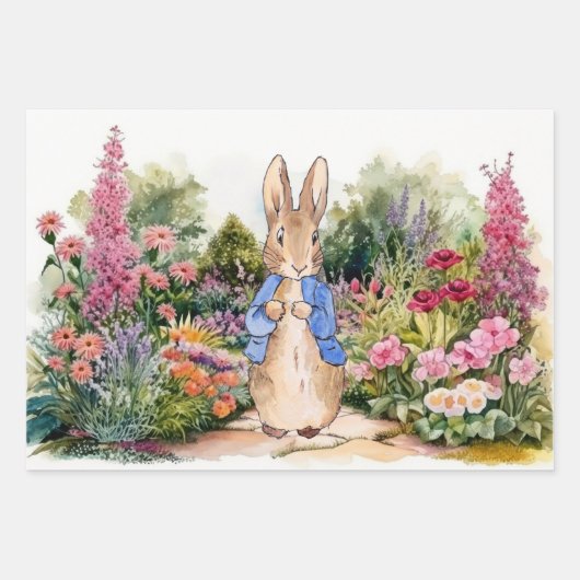 Peter the Rabbit in zijn tuin Inpakpapier Vel (Voorkant 3)