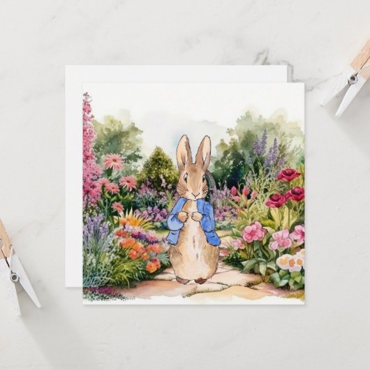 Peter the Rabbit in zijn tuin Kaart (Voorkant / Achterkant in situ)