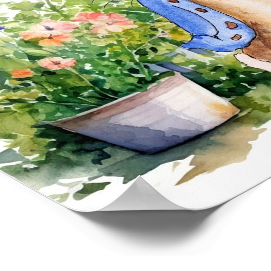 Peter the Rabbit in zijn tuin Poster (Hoek)