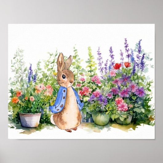 Peter the Rabbit in zijn tuin Poster (Voorkant)
