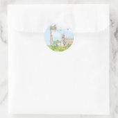 Peter the Rabbit in zijn tuin Ronde Sticker (Tas)