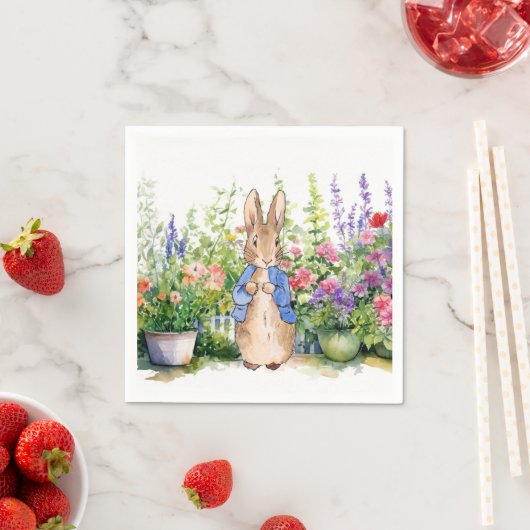 Peter the Rabbit in zijn tuin Servet (Insitu)