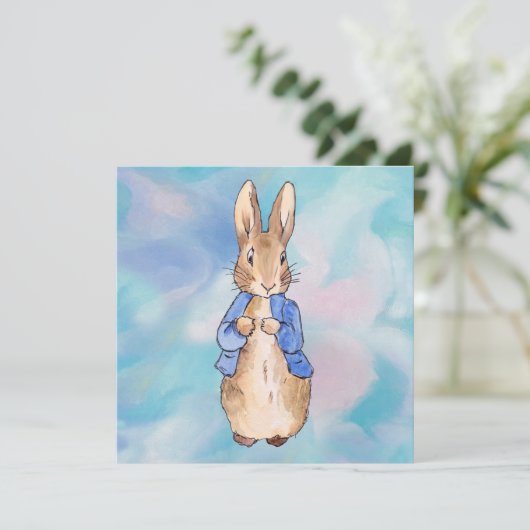 Peter the Rabbit met Beige background Bedankkaart (Staand voorkant)