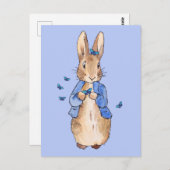 Peter the Rabbit met Blue Butterflies Briefkaart (Voorkant / Achterkant)