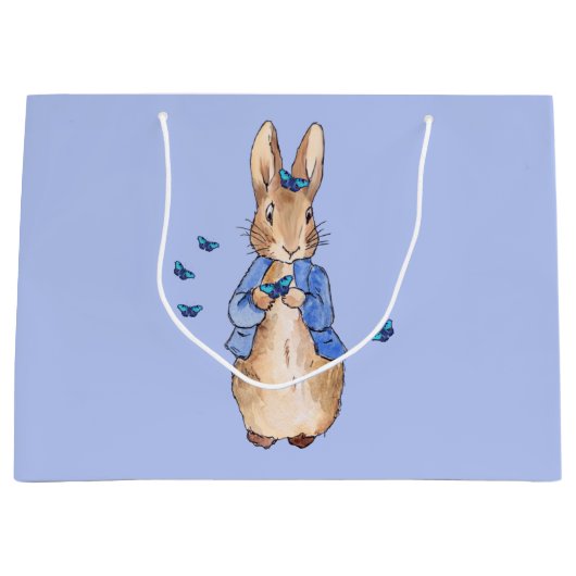 Peter the Rabbit met Blue Butterflies Groot Cadeauzakje (Voorkant)