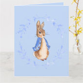 Peter the Rabbit met Blue Leafy Wreath Kaart (Gele Bloem)