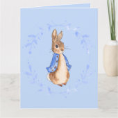 Peter the Rabbit met Blue Leafy Wreath Kaart (Voorkant)