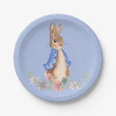 Peter the Rabbit met Floral Wreath Papieren Bordje (Voorkant)