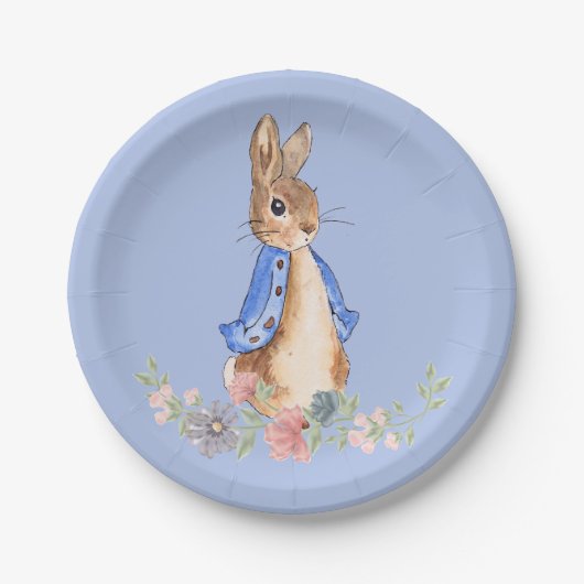 Peter the Rabbit met Floral Wreath Papieren Bordje (Voorkant)
