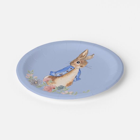 Peter the Rabbit met Floral Wreath Papieren Bordje (Gekanteld)