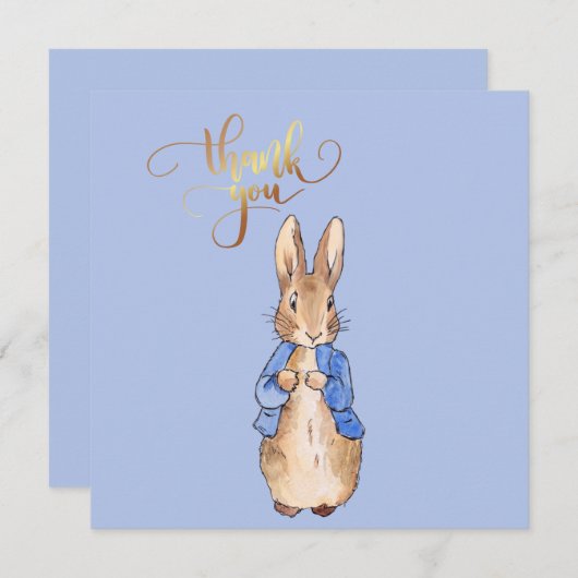 Peter the Rabbit met Gold Dank je wel Bedankkaart (Voorkant / Achterkant)