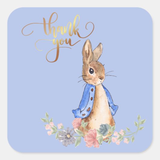 Peter the Rabbit met Gold Dank je wel Vierkante Sticker (Voorkant)