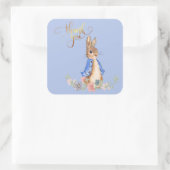 Peter the Rabbit met Gold Dank je wel Vierkante Sticker (Tas)