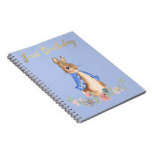 Peter the Rabbit met Gold First Birthday Text Notitieboek (Rechterzijde)