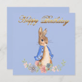 Peter the Rabbit met Gold Happy Birthday Text (Voorkant / Achterkant)