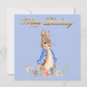 Peter the Rabbit met Gold Happy Birthday Text (Voorkant)