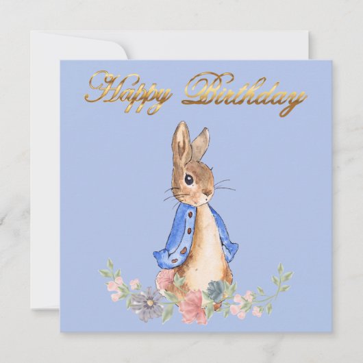 Peter the Rabbit met Gold Happy Birthday Text (Voorkant)