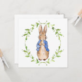 Peter the Rabbit met Green leaf Wreath Kaart (Voorkant / Achterkant in situ)