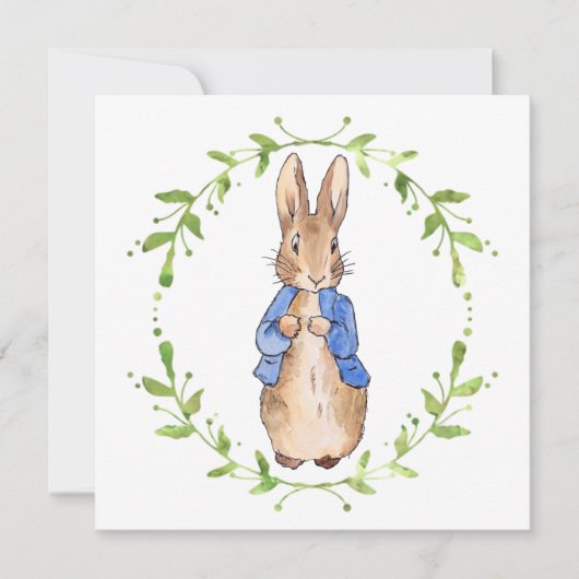 Peter the Rabbit met Green leaf Wreath Kaart (Voorkant)
