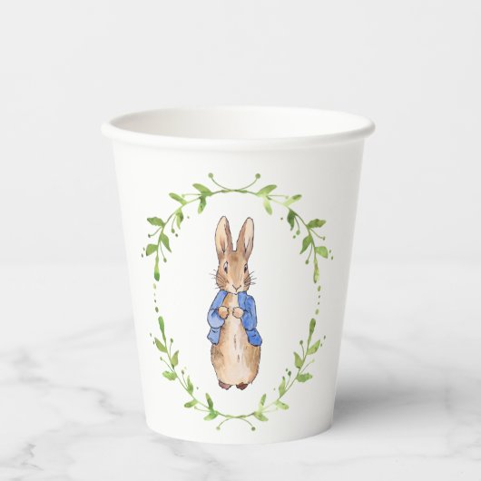 Peter the Rabbit met Green leaf Wreath Papieren Bekers (Voorkant)