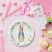 Peter the Rabbit met Green leaf Wreath Papieren Bordje (Feest)