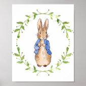 Peter the Rabbit met Green leaf Wreath Poster (Voorkant)
