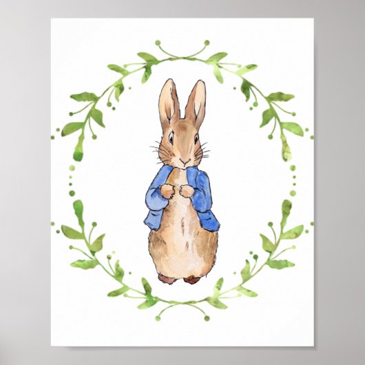 Peter the Rabbit met Green leaf Wreath Poster (Voorkant)