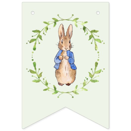 Peter the Rabbit met Green leaf Wreath Vlaggetjes (Eerste vlag)