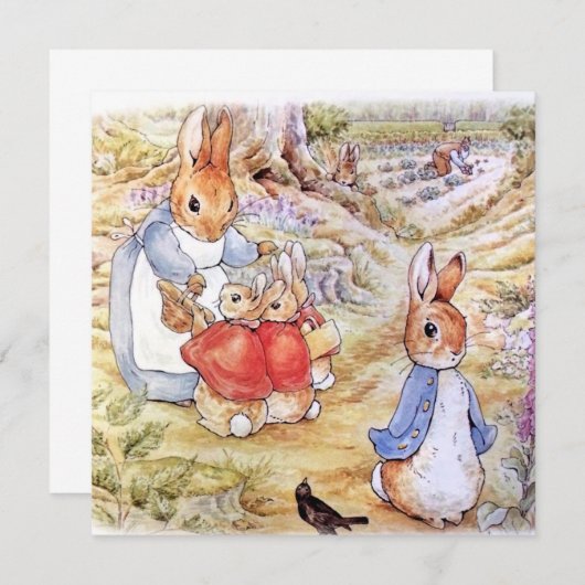 Peter the Rabbit met Josephine Bunny in de Bossen Bedankkaart (Voorkant / Achterkant)