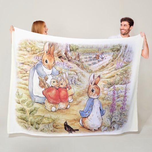 Peter the Rabbit met Josephine Bunny in de Bossen Fleece Deken (In situ)