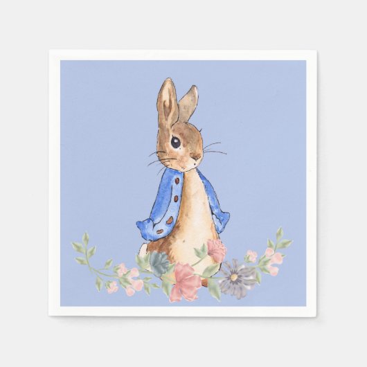Peter the Rabbit met Pink Floral Wreath Servet (Voorkant)