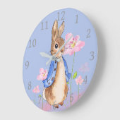 Peter the Rabbit met Pink Flowers Grote Klok (Hoek)