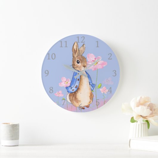 Peter the Rabbit met Pink Flowers Grote Klok (Huis)