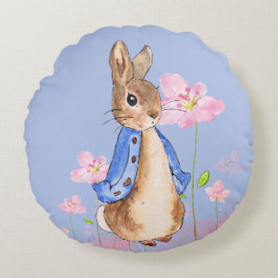 Peter the Rabbit met Pink Flowers Rond Kussen